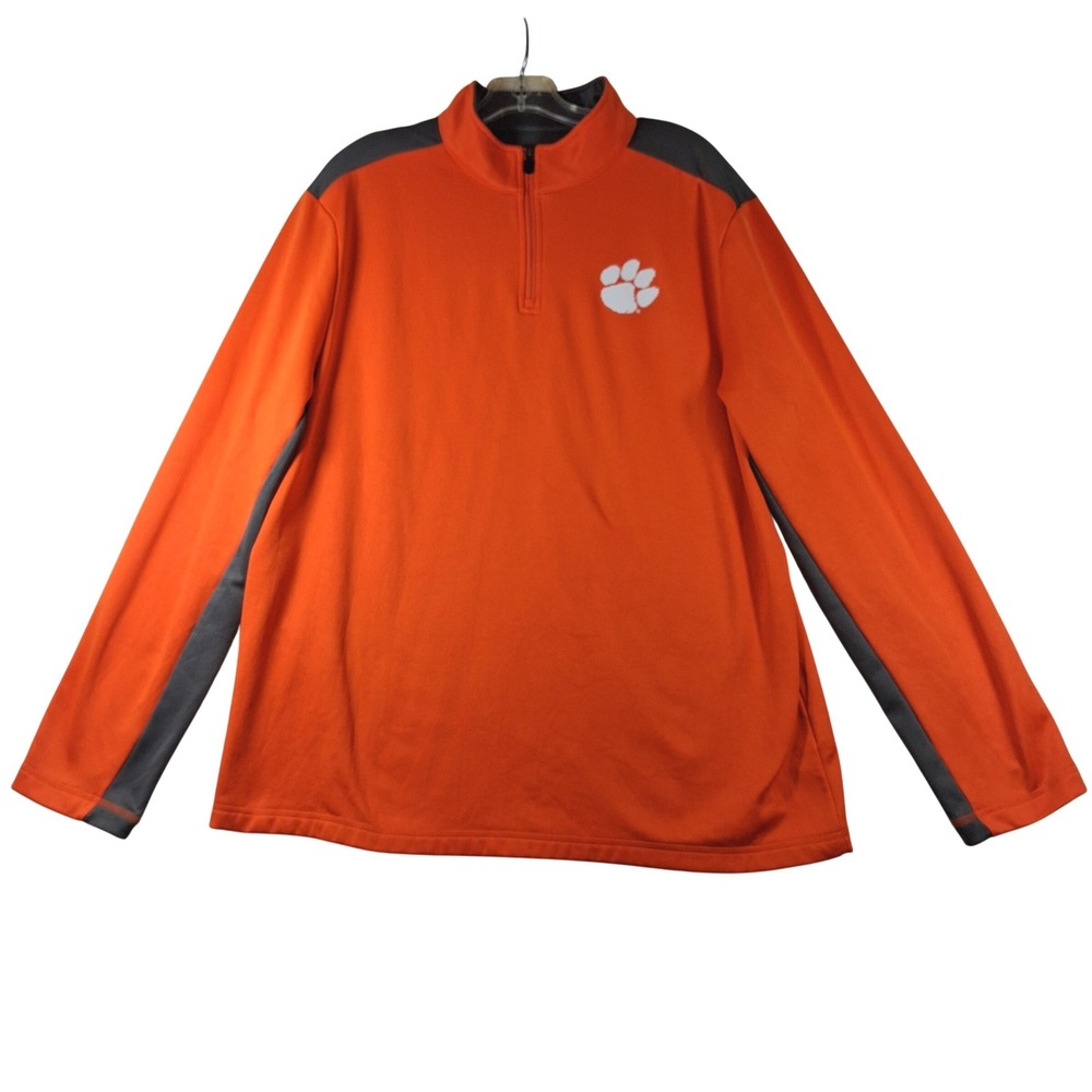 Fanatics Clemson Tigers Mens XL Quarter Zip Pullover Orange Gray NCAA Training